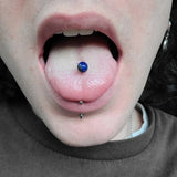 Custom Lengths Lapis Lazuli Natural Stone Barbell Tongue Ring 14g (1.6mm) Piercing