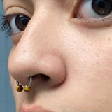 Black IP Tiger Eye Natural Stone 16G Horseshoe Septum Lip Ring Internally Threaded Surgical Steel Barbell Piercing 8mm 10mm