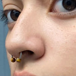 16G Tiger Eye Stone Horseshoe Septum Lip Ring Internally Threaded Surgical Steel Barbell Piercing 8mm 10mm 12mm