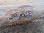 Chunky Heart Pink Gems 14G or 16G Nipple Shields Pair