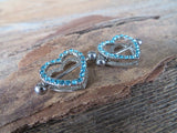 Chunky Heart Blue Gems 14G or 16G Nipple Shields Pair