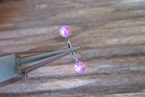 Pink Opal Floating Minimalist Belly Ring 14g VCH Internally Threaded Piercing Custom Lengths