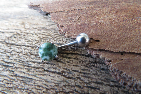 Amazonite Petite Natural Stone Belly Ring 14G (1.6mm) Piercing