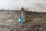 Green Aventurine Petite Natural Stone Belly Ring 14G (1.6mm) Piercing