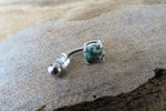 Green Aventurine Petite Natural Stone Belly Ring 14G (1.6mm) Piercing