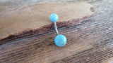 Titanium Ti6Al4V ELI Implant Grade Turquoise Howlite Natural Stone Belly Ring 14g (1.6mm) Piercing