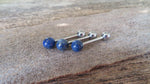 Lapis Lazuli Titanium Ti6Al4V ELI Implant Grade Natural Stone Barbell Tongue Ring 14g (1.6mm) Piercing