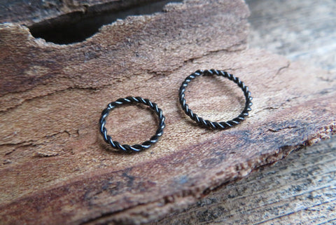 Minimalist Set of Two Black Braided Ion Plated Endless Hoop Surgical Steel 316L Piercing 20G 18G 16G Lot of 2 8mm 10mm