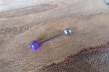 Purple Fire Opal 100% Surgical Steel Stone Barbell Tongue Ring 14G (1.6mm) Piercing Custom Lengths