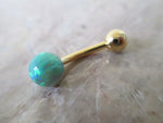 Gold IP Blue Fire Opal Belly Ring 14G (1.6mm) VCH Piercing Petite Minimalist