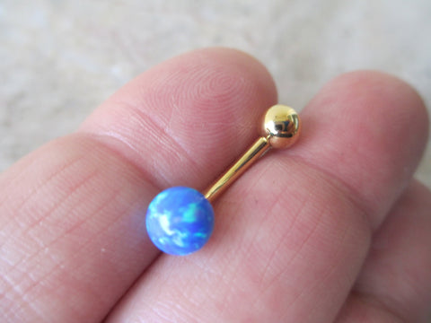 Gold IP Blue Fire Opal Belly Ring 14G (1.6mm) VCH Piercing Petite Minimalist