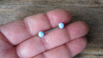 14G Light Blue Opal Surgical Steel Nipple Tongue Ring Barbell 14G (1.6mm) Piercing