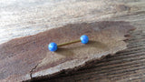 14G Gold Ion Plated Blue Opal Surgical Steel Nipple Tongue Ring Barbell 14G (1.6mm) Piercing