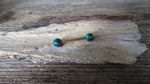 14G Gold Ion Plated Navy- Blue Green Opal Surgical Steel Nipple Tongue Ring Barbell 14G (1.6mm) Piercing