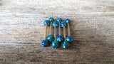 14G Gold Ion Plated Navy- Blue Green Opal Surgical Steel Nipple Tongue Ring Barbell 14G (1.6mm) Piercing