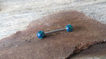 14G Navy-Blue Green Opal Surgical Steel Nipple Tongue Ring Barbell 14G (1.6mm) Piercing