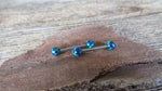 14G Navy-Blue Green Opal Surgical Steel Nipple Tongue Ring Barbell 14G (1.6mm) Piercing