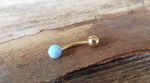 Gold IP White Fire Opal Floating Belly Ring 14G (1.6mm) VCH Piercing Minimalist Petite