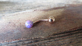 Rose Gold IP Navy-Blue Green Fire Opal Floating Belly Ring 14G (1.6mm) VCH Piercing Minimalist Petite