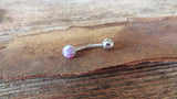 Navy-Blue Green Fire Opal Floating Surgical Steel Belly Ring 14G (1.6mm) VCH Piercing Minimalist Petite