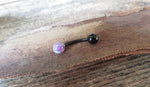 White Fire Opal Floating Black IP Surgical Steel Belly Ring 14G (1.6mm) VCH Piercing Minimalist Petite