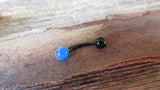 Lavender Fire Opal Floating Black IP Surgical Steel Belly Ring 14G (1.6mm) VCH Piercing Minimalist Petite