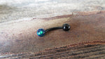 Blue Fire Opal Floating Black IP Surgical Steel Belly Ring 14G (1.6mm) VCH Piercing Minimalist Petite