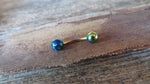 Navy-Blue Green Fire Opal Floating Rainbow IP Surgical Steel Belly Ring 14G (1.6mm) VCH Piercing Minimalist Petite