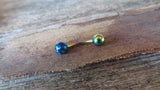 Navy-Blue Green Fire Opal Floating Rainbow IP Surgical Steel Belly Ring 14G (1.6mm) VCH Piercing Minimalist Petite