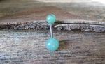 Titanium Ti6Al4V ELI Implant Grade Green Aventurine Natural Stone Belly Ring 14g (1.6mm) Piercing 8mm 10mm 12mm