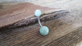 Titanium Ti6Al4V ELI Implant Grade Turquoise Howlite Natural Stone Belly Ring 14g (1.6mm) Piercing