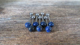 Lapis Lazuli Titanium Ti6Al4V ELI Implant Grade Natural Stone Barbell Tongue Ring 14g (1.6mm) Piercing