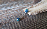 Floating Navy-Blue Green Fire Opal Surgical Steel Belly Ring 14G (1.6mm) VCH Piercing Minimalist Petite Custom Lengths