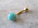 Gold IP Blue Fire Opal Belly Ring 14G (1.6mm) VCH Piercing Petite Minimalist