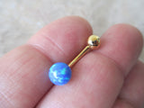 Gold IP Navy-Blue Green Fire Opal Floating Belly Ring 14G (1.6mm) VCH Piercing Minimalist Petite