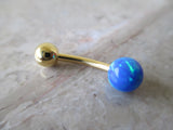 Gold IP Blue Fire Opal Belly Ring 14G (1.6mm) VCH Piercing Petite Minimalist