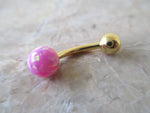 Gold IP Pink Fire Opal Belly Ring 14G (1.6mm) VCH Piercing Minimalist Petite