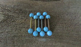 14G Gold Ion Plated Light Blue Opal Surgical Steel Nipple Tongue Ring Barbell 14G (1.6mm) Piercing