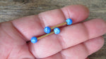 14G Gold Ion Plated Blue Opal Surgical Steel Nipple Tongue Ring Barbell 14G (1.6mm) Piercing