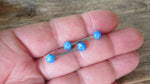 14G Blue Opal Surgical Steel Nipple Tongue Ring Barbell 14G (1.6mm) Piercing