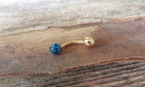 Gold IP White Fire Opal Floating Belly Ring 14G (1.6mm) VCH Piercing Minimalist Petite