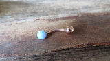 Rose Gold IP Navy-Blue Green Fire Opal Floating Belly Ring 14G (1.6mm) VCH Piercing Minimalist Petite