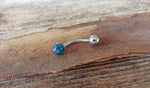 Light Blue Fire Opal Floating Surgical Steel Belly Ring 14G (1.6mm) VCH Piercing Minimalist Petite