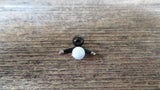 White Fire Opal Floating Black IP Surgical Steel Belly Ring 14G (1.6mm) VCH Piercing Minimalist Petite