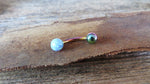 Navy-Blue Green Fire Opal Floating Rainbow IP Surgical Steel Belly Ring 14G (1.6mm) VCH Piercing Minimalist Petite