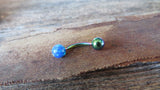 Blue Fire Opal Floating Rainbow IP Surgical Steel Belly Ring 14G (1.6mm) VCH Piercing Minimalist Petite