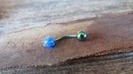 Navy-Blue Green Fire Opal Floating Rainbow IP Surgical Steel Belly Ring 14G (1.6mm) VCH Piercing Minimalist Petite