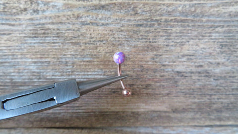 Lavender Floating Rose Gold IP Fire Opal Surgical Steel Belly Ring 14G (1.6mm) VCH Piercing Minimalist Petite