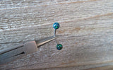 Floating Navy-Blue Green Fire Opal Surgical Steel Belly Ring 14G (1.6mm) VCH Piercing Minimalist Petite Custom Lengths