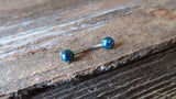 Floating Navy-Blue Green Fire Opal Surgical Steel Belly Ring 14G (1.6mm) VCH Piercing Minimalist Petite Custom Lengths